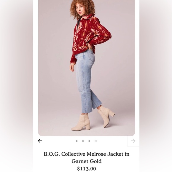 🆕 B.O.G. Collective Melrose Jacket in Garnet Gold Teddy Coat Size Medium NWT - Picture 4 of 4